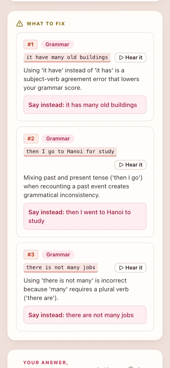 Cherry Speaking on a phone: what to fix, with a corrected version of each mistake